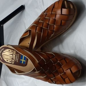 Anna by Swedish Clogs Wooden Mule Leather Clogs